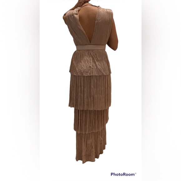 Sabina Musayev Women Skyler Plisse V Neck Ruffled long Max dress - Picture 7 of 8